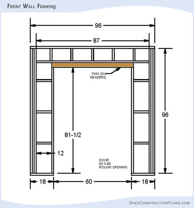 6x8 Saltbox Shed Plans Blueprints 08 Front Wall Framing