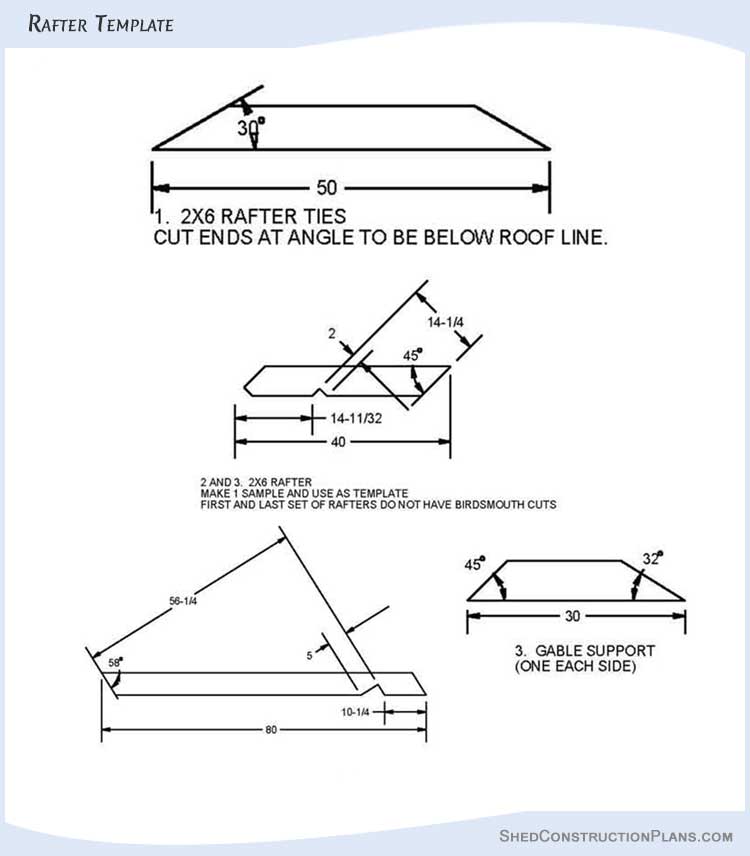 6x8 Saltbox Shed Plans Blueprints 13 Rafter Template