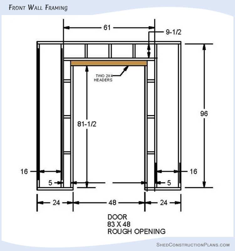 8x10 Gable Shed Plans Blueprints 08 Front Wall Framing