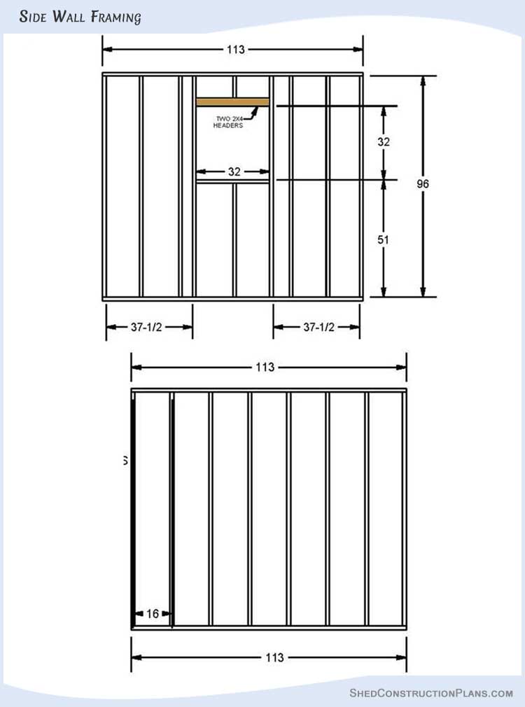 8x10 Gable Shed Plans Blueprints 09 Side Wall Framing