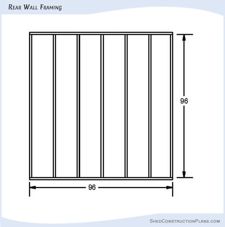 8x10 Gambrel Storage Shed Plans Blueprints 10 Back Wall Framing