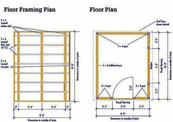 8x10 Garden Shed Plans Blueprints 4 Floor Framing