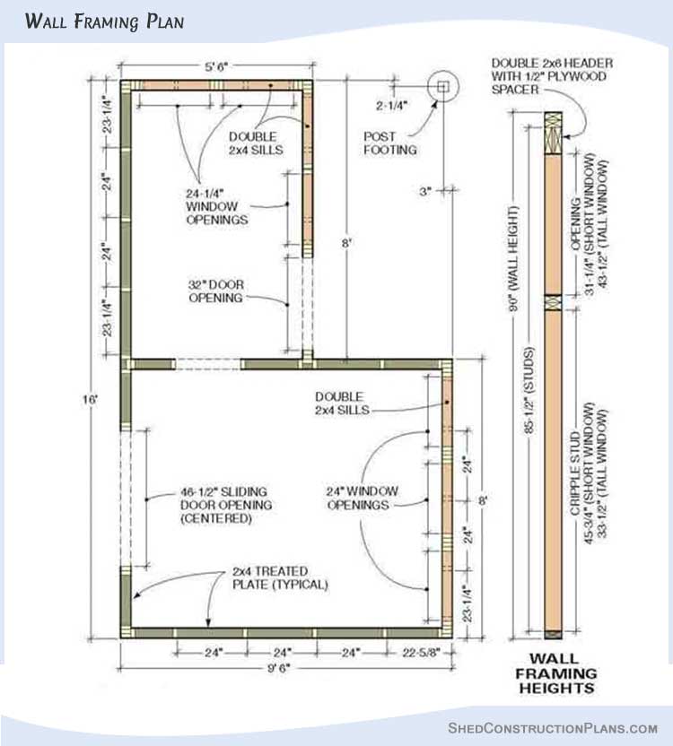 8x10 Garden Storage Potting Shed Plans Blueprints 07 Floor Framing