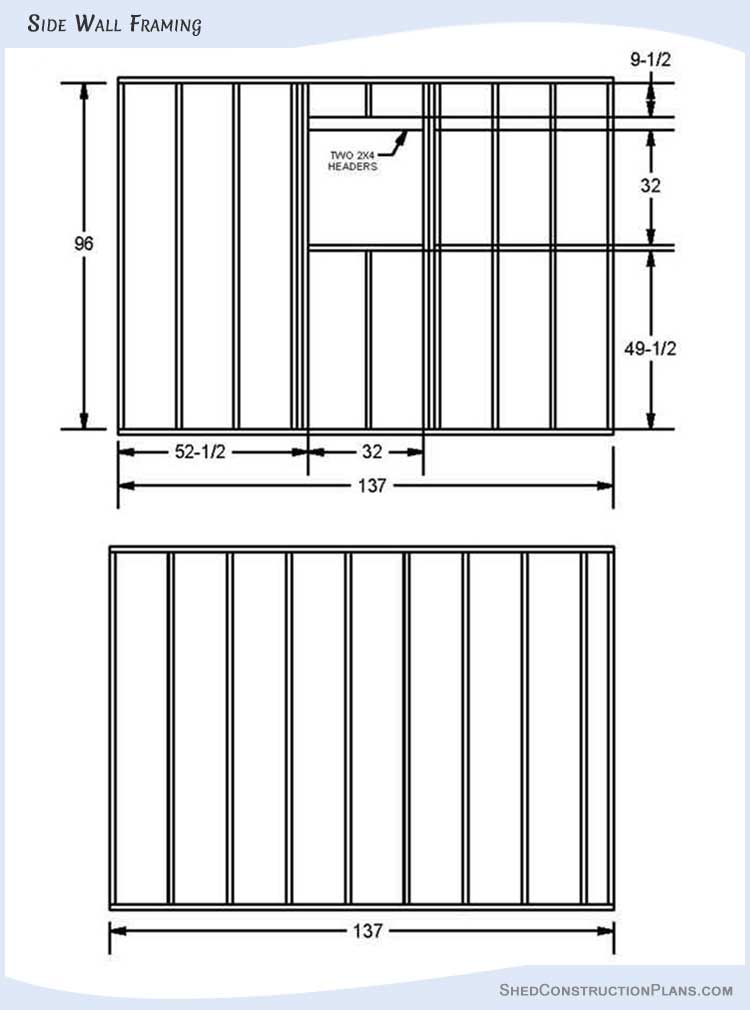 8x12 Gambrel Storage Shed Plans Blueprints 09 Side Wall Framing