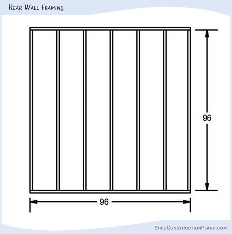 8x12 Gambrel Storage Shed Plans Blueprints 10 Back Wall Framing