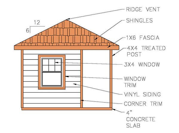 8×12 hip roof shed plans & blueprints for cabana style shed