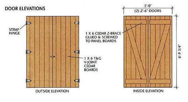 8x12 Storage Shed Plans Blueprints 13 Door Elevations