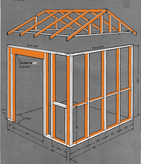 8x8 Gable Shed Plans Blueprints 2 Roof Frame
