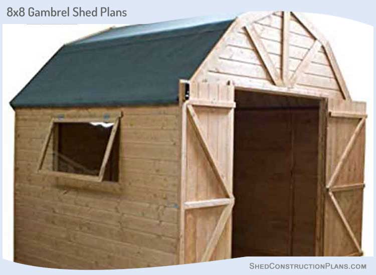8x8 Gambrel Roof Storage Shed Plans Blueprints 00 Draft Design