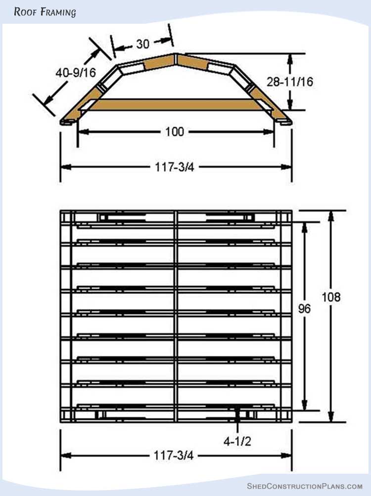 8x8 Gambrel Roof Storage Shed Plans Blueprints 12 Roof Framing Details
