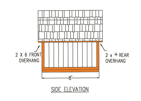 8x8 Gambrel Storage Shed Plans Blueprints 2 Side Elevation