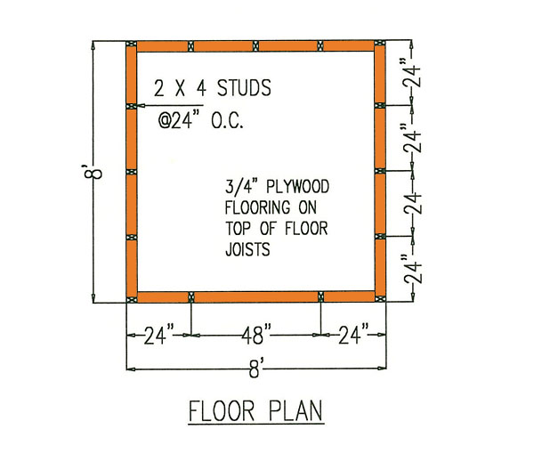 8x8 Gambrel Storage Shed Plans Blueprints 4 Floor Plan
