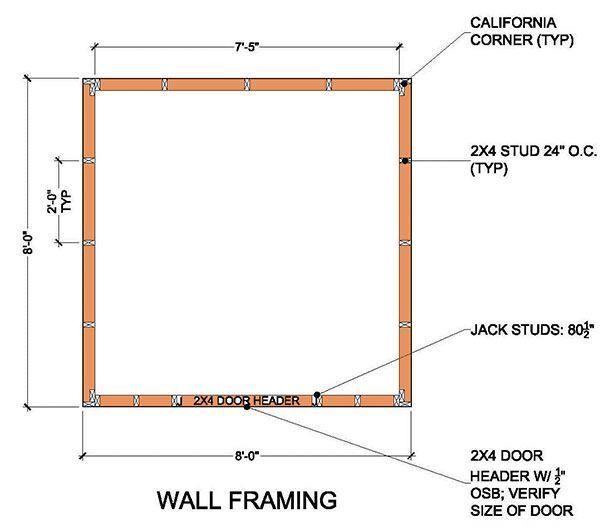 8x8 Garden Shed Building Plans 04 Wall Frame