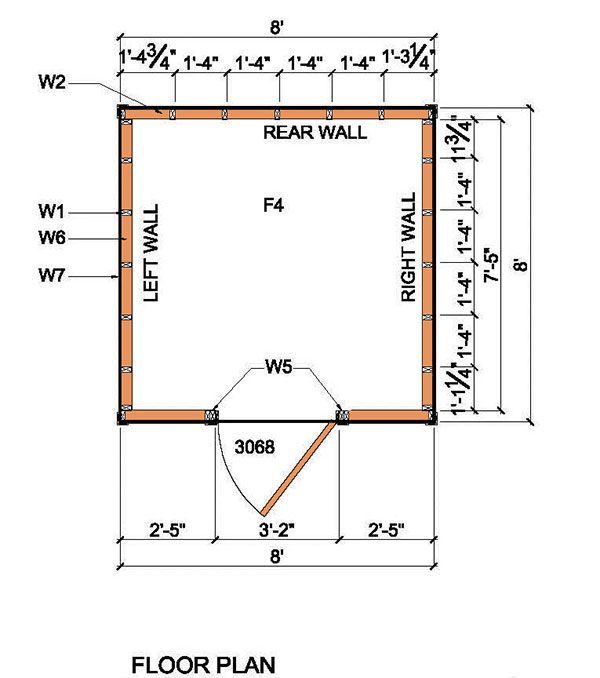 8x8 Lean To Shed Plans 02 Floor Plan
