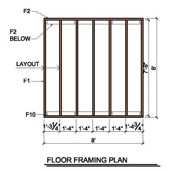 8x8 lean to shed plans 05 floor frame