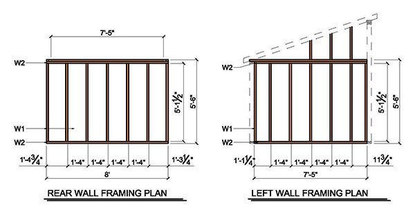8x8 Lean To Shed Plans 08 Rear Left Wall Frame