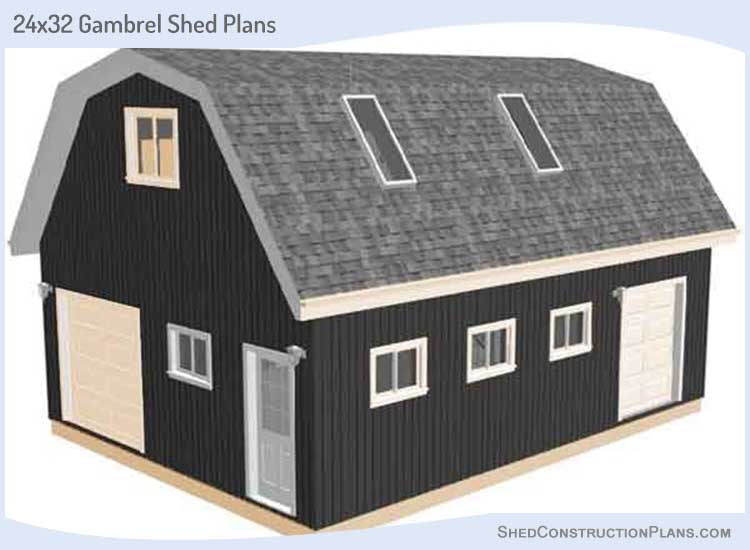 Gambrel Barn Shed Plans Blueprints 24x32 00 Draft Design