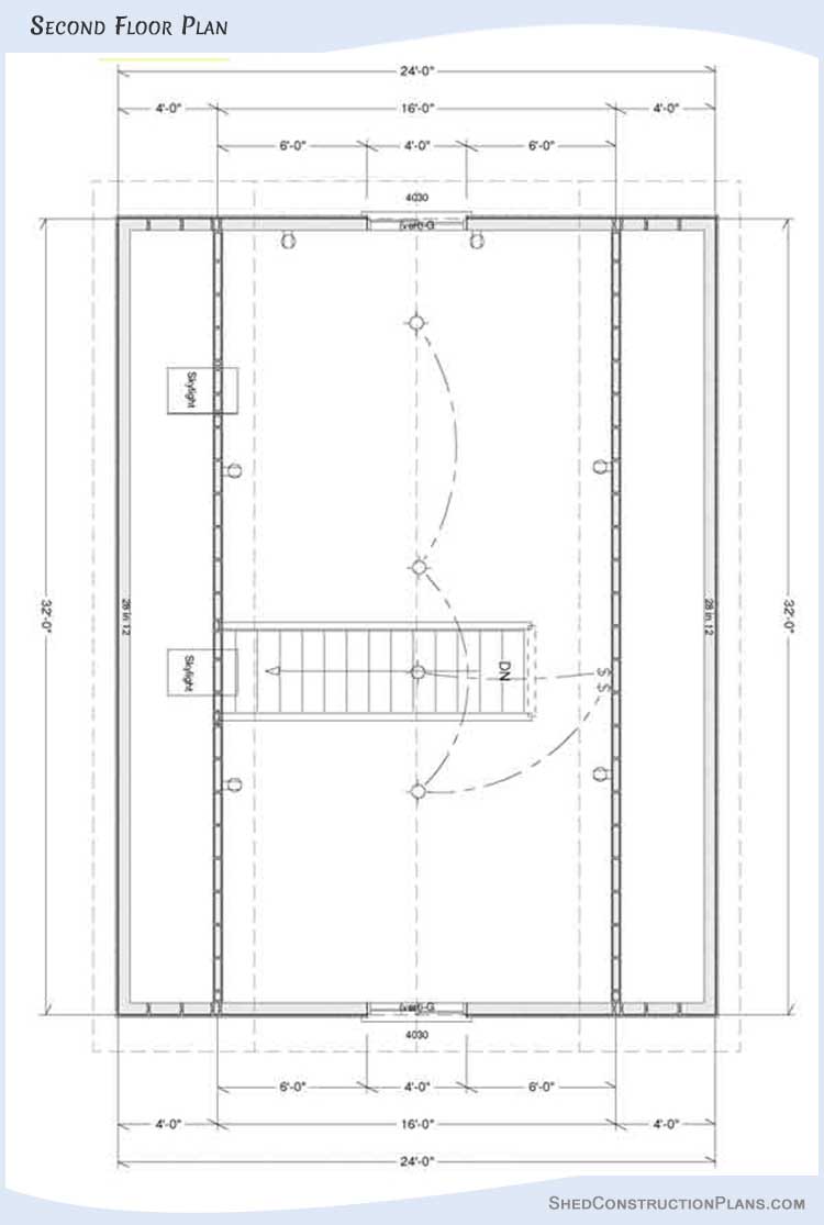 Gambrel Barn Shed Plans Blueprints 24x32 10 Second Floor Plan