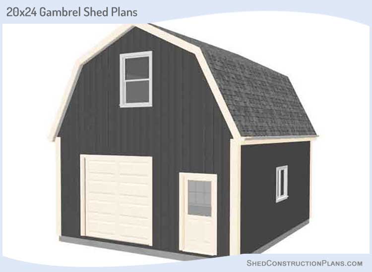 Gambrel Roof Barn Shed Plans Blueprints 20x24 00 Draft Design