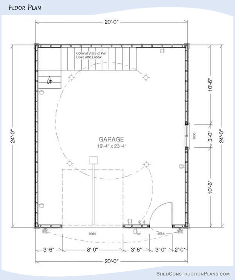 Gambrel Roof Barn Shed Plans Blueprints 20x24 02 Floor Plan
