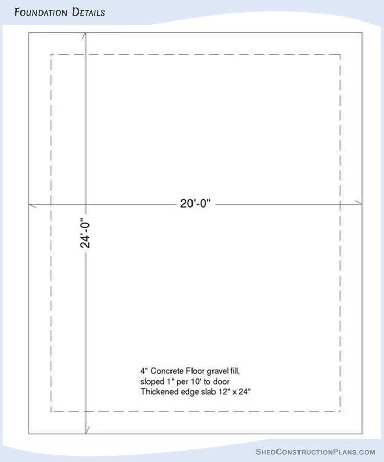 Gambrel Roof Barn Shed Plans Blueprints 20x24 03 Foundation Details