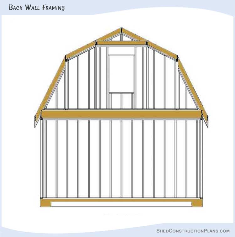 Gambrel Roof Barn Shed Plans Blueprints 20x24 10 Back Wall Framing