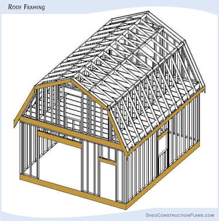 Gambrel Roof Barn Shed Plans Blueprints 20x24 12 Roof Framing