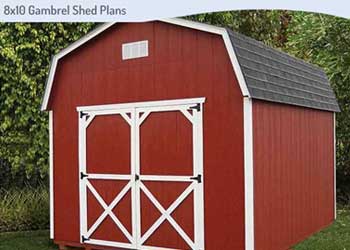 8x10 Gambrel Storage Shed Plans Blueprints
